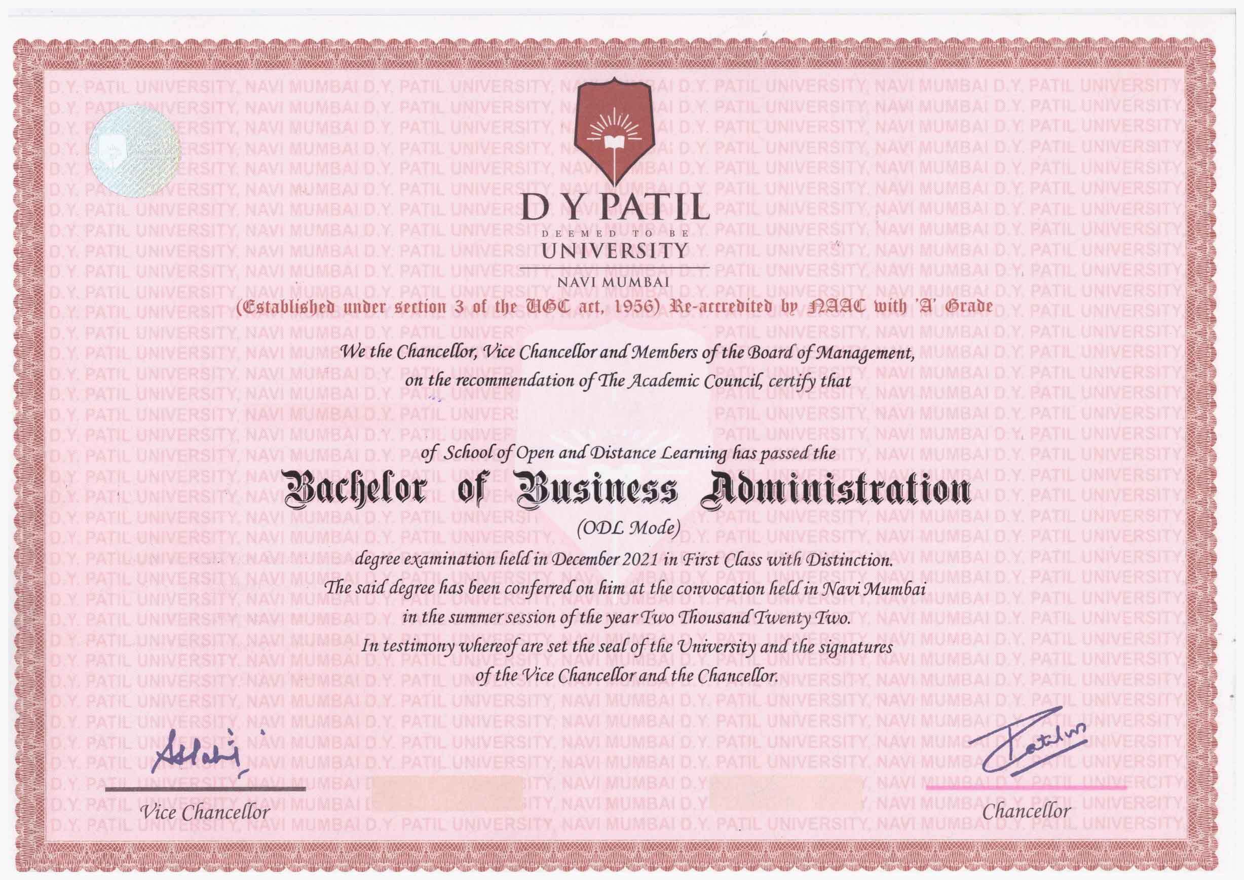 Sample Certificate